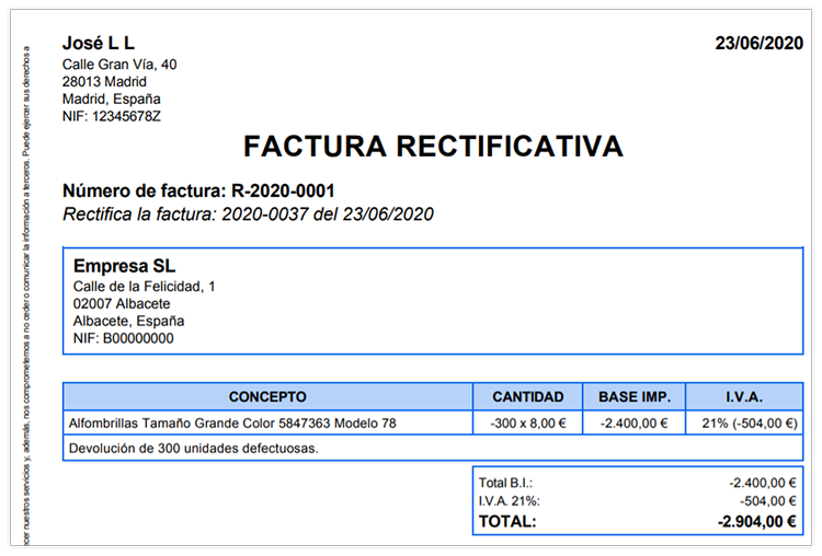 Factures rectificatives